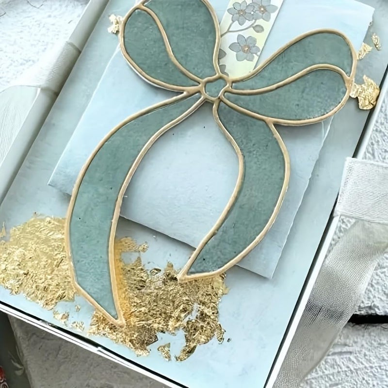 Lapoo Metal Cutting Die for Scrapbooking, 3D Backgrounds Frame New Cutting Dies DIY Album Card Making Decor Paper Metal Die Cuts Party Wedding Decorations (Bow 4.3 x 3.3 in) - Image 1